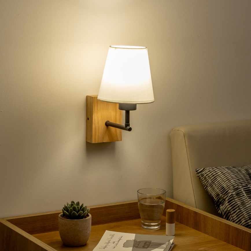 Brilagi - Аплик NUBILA WOOD 1xE27/25W/230V дъб/бял