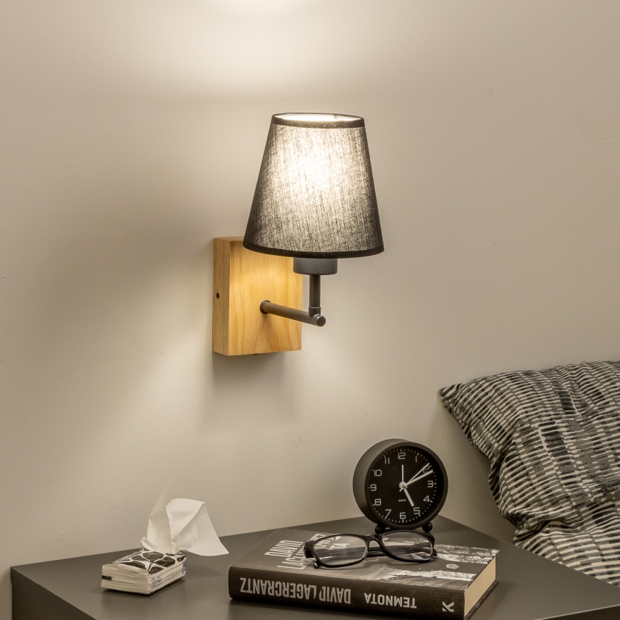 Brilagi - Аплик NUBILA WOOD 1xE27/25W/230V дъб/черен