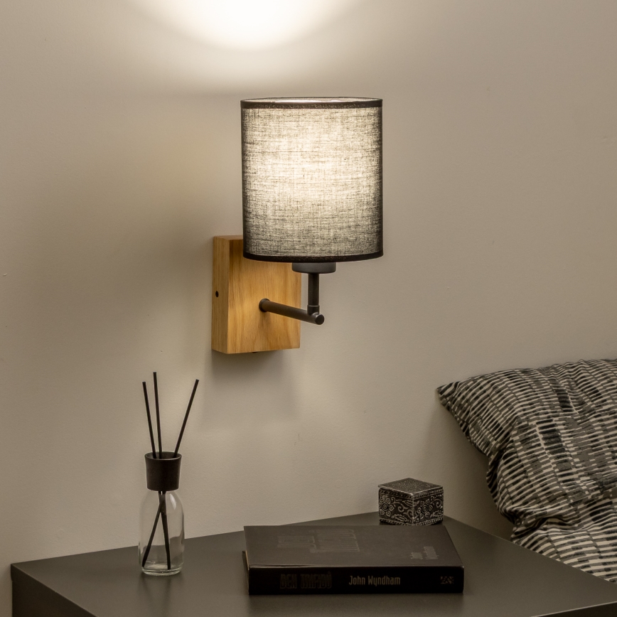 Brilagi - Аплик NUBILA WOOD 1xE27/25W/230V дъб/черен