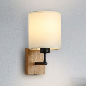Brilagi - Аплик NUBILA WOOD 1xE27/25W/230V дъб/черен/кремав