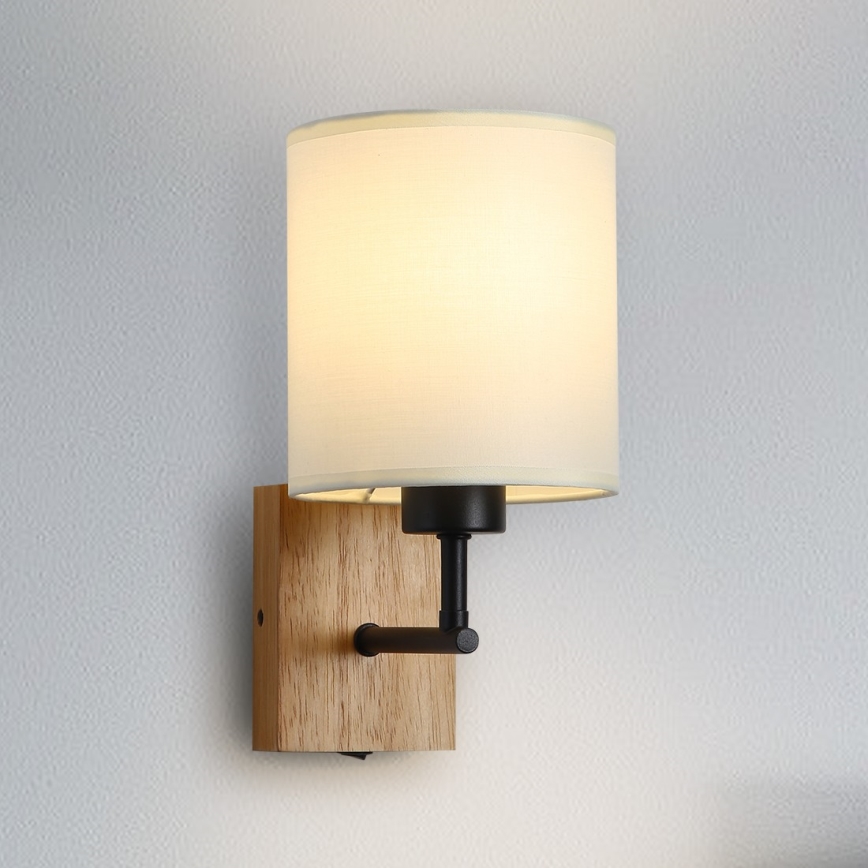 Brilagi - Аплик NUBILA WOOD 1xE27/25W/230V дъб/черен/кремав