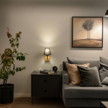 Brilagi - Аплик NUBILA WOOD 1xE27/25W/230V дъб/черен