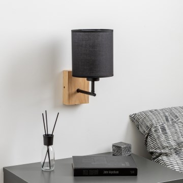 Brilagi - Аплик NUBILA WOOD 1xE27/25W/230V дъб/черен