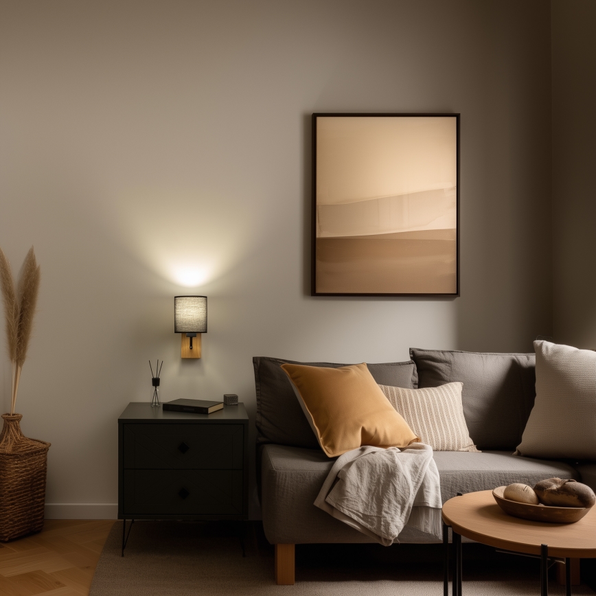 Brilagi - Аплик NUBILA WOOD 1xE27/25W/230V дъб/черен