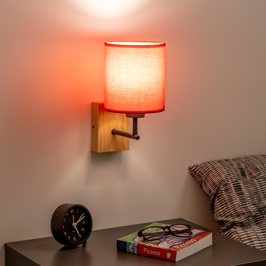 Brilagi - Аплик NUBILA WOOD 1xE27/25W/230V дъб/червен