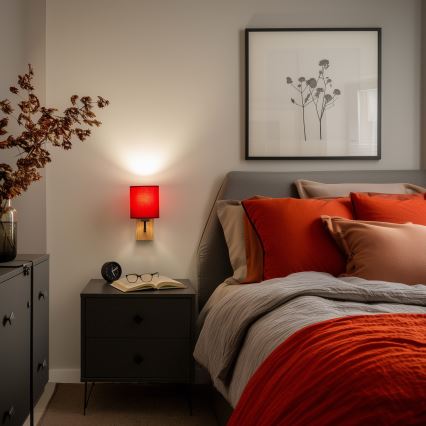 Brilagi - Аплик NUBILA WOOD 1xE27/25W/230V дъб/Помпейски червен