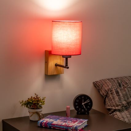 Brilagi - Аплик NUBILA WOOD 1xE27/25W/230V дъб/розов