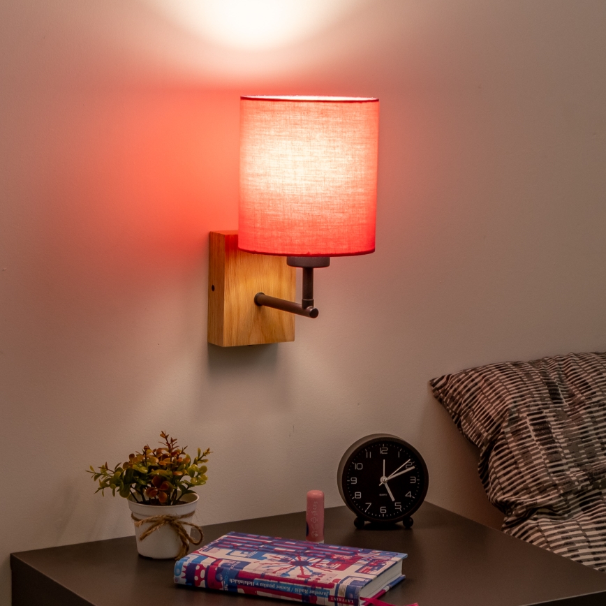 Brilagi - Аплик NUBILA WOOD 1xE27/25W/230V дъб/розов