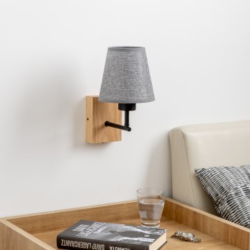 Brilagi - Аплик NUBILA WOOD 1xE27/25W/230V дъб/сив