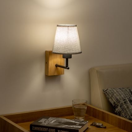 Brilagi - Аплик NUBILA WOOD 1xE27/25W/230V дъб/сив