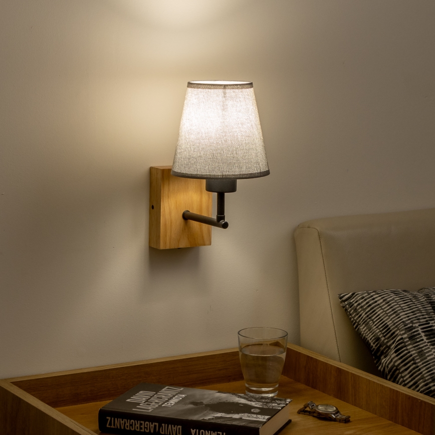 Brilagi - Аплик NUBILA WOOD 1xE27/25W/230V дъб/сив