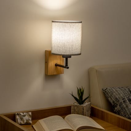 Brilagi - Аплик NUBILA WOOD 1xE27/25W/230V дъб/сив