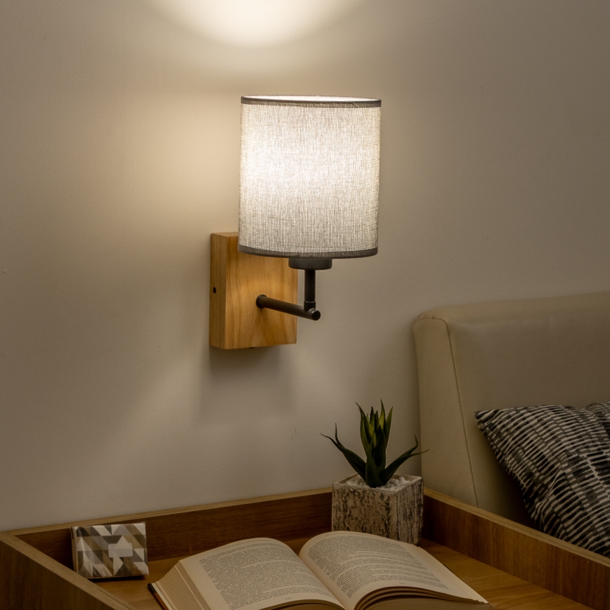 Brilagi - Аплик NUBILA WOOD 1xE27/25W/230V дъб/сив