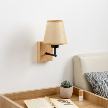 Brilagi - Аплик NUBILA WOOD 1xE27/25W/230V дъб/светлокафяво
