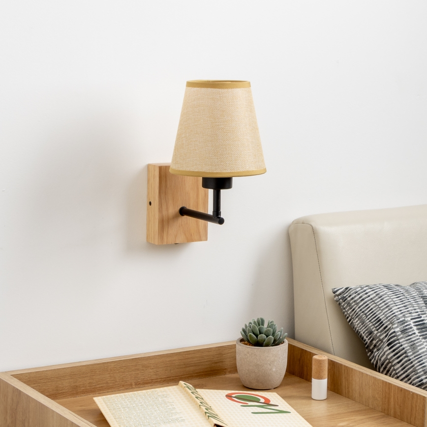 Brilagi - Аплик NUBILA WOOD 1xE27/25W/230V дъб/светлокафяво