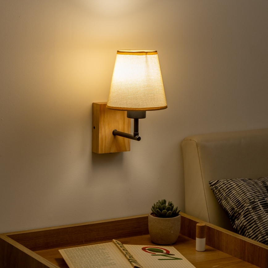 Brilagi - Аплик NUBILA WOOD 1xE27/25W/230V дъб/светлокафяво