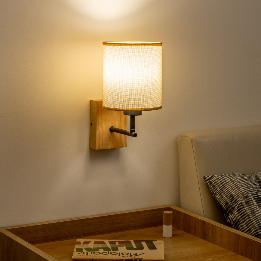Brilagi - Аплик NUBILA WOOD 1xE27/25W/230V дъб/светлокафяво