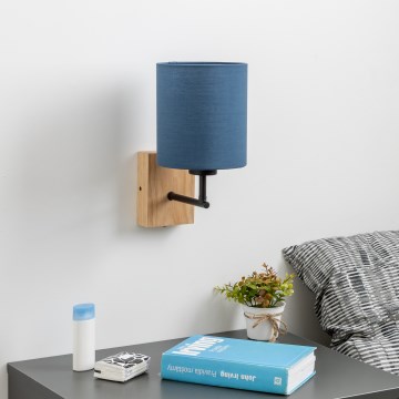 Brilagi - Аплик NUBILA WOOD 1xE27/25W/230V дъб/тъмносин