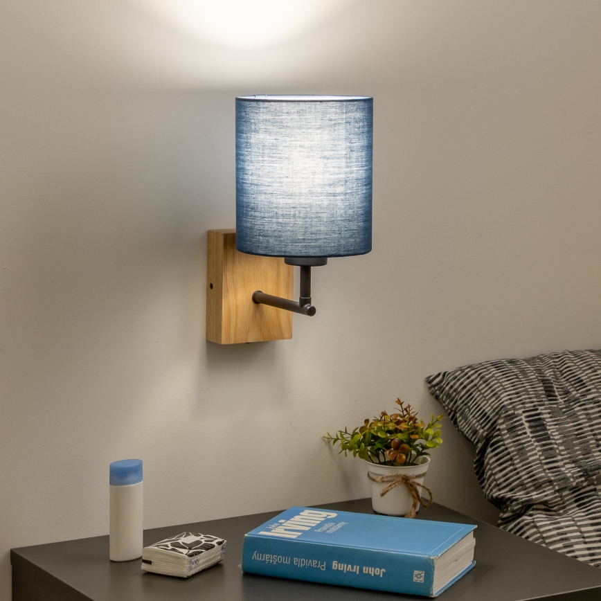 Brilagi - Аплик NUBILA WOOD 1xE27/25W/230V дъб/тъмносин