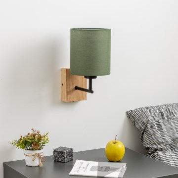 Brilagi - Аплик NUBILA WOOD 1xE27/25W/230V дъб/зелен
