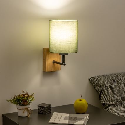 Brilagi - Аплик NUBILA WOOD 1xE27/25W/230V дъб/зелен