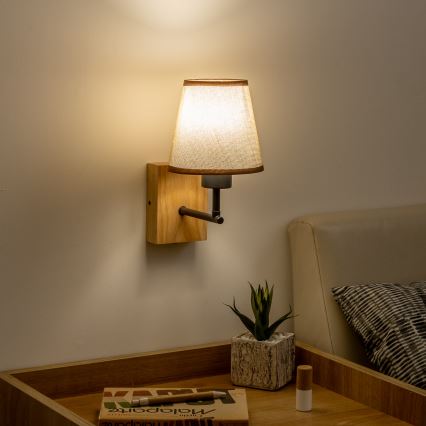 Brilagi - Аплик NUBILA WOOD 1xE27/25W/230V дъб/кафяв