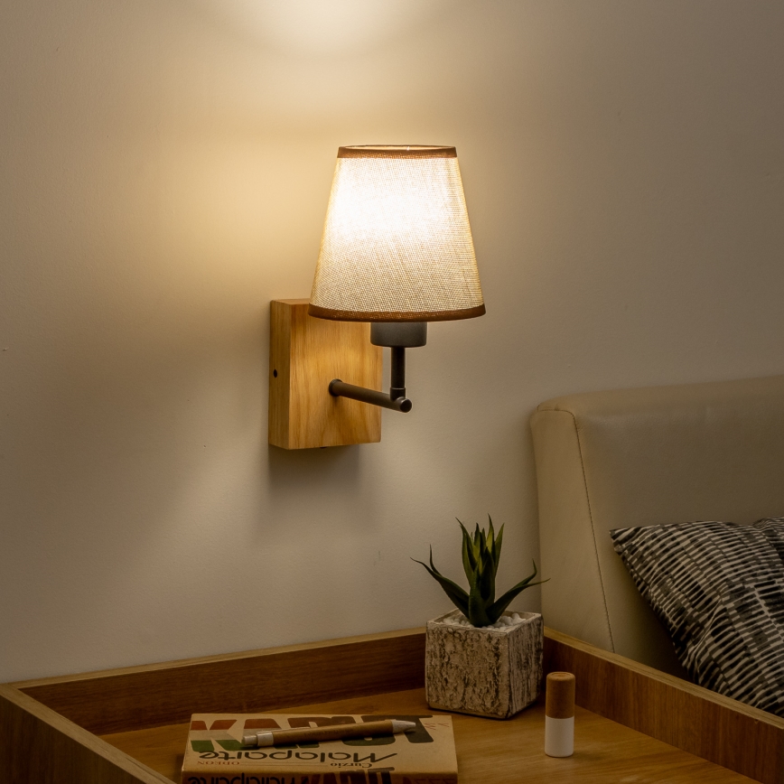 Brilagi - Аплик NUBILA WOOD 1xE27/25W/230V дъб/кафяв