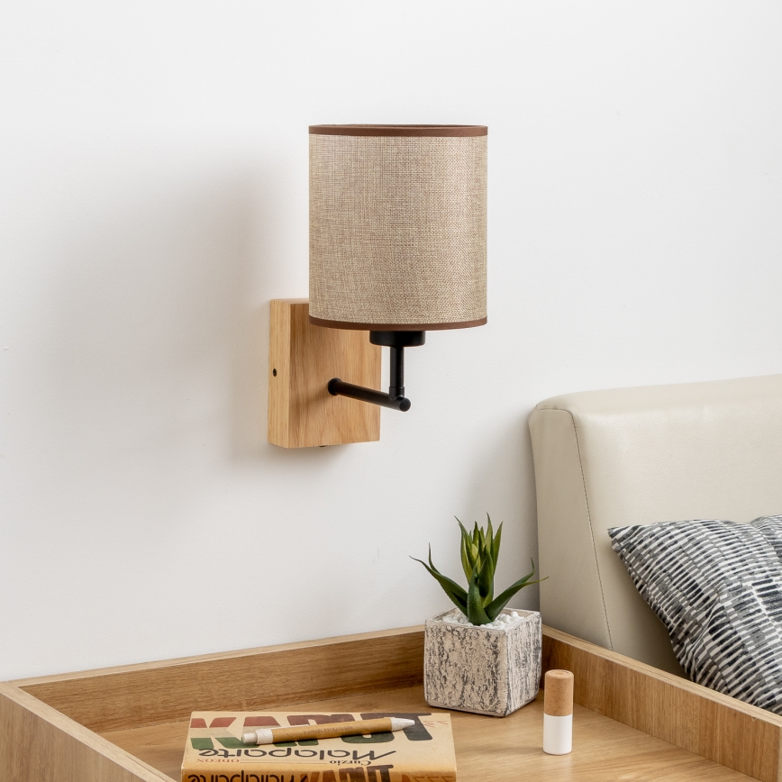 Brilagi - Аплик NUBILA WOOD 1xE27/25W/230V дъб/кафяв