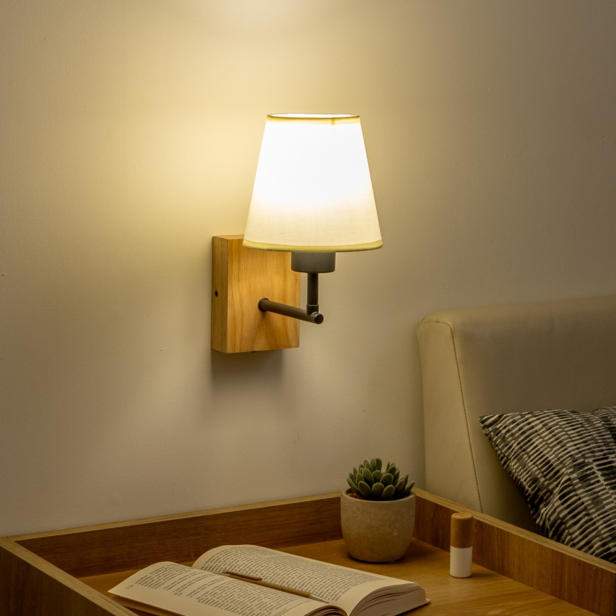 Brilagi - Аплик NUBILA WOOD 1xE27/25W/230V дъб/кремав