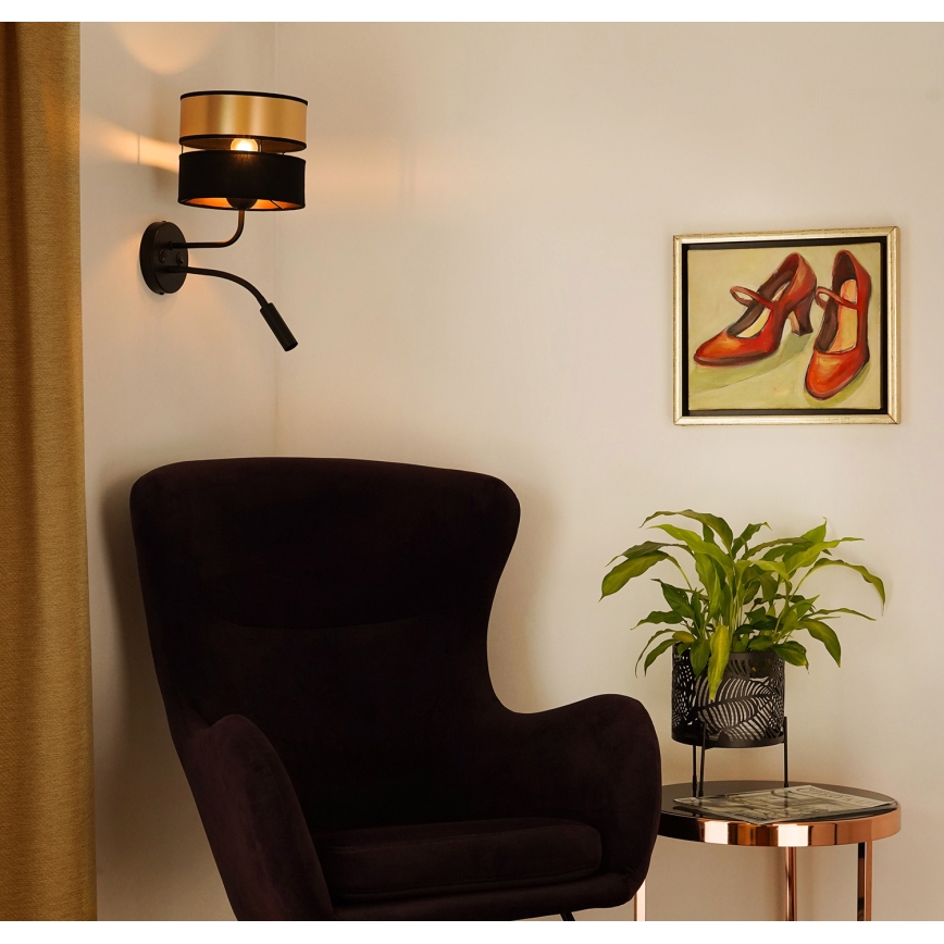 Brilagi - Аплик ROYAL 1xE27/15W/230V + 1xG9/3W черен/златист