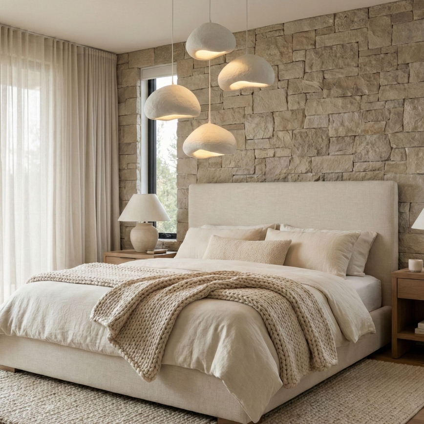 Brilagi - Бял полилей на кабел LOVAL, 4xE27/40W/230V, Ø 95 см