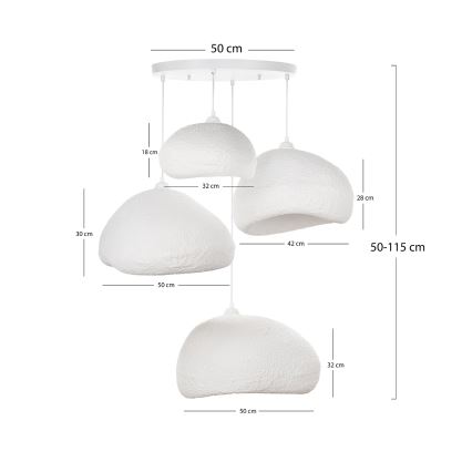 Brilagi - Бял полилей на кабел WABI SABI, 4xE27/40W/230V, Ø 95 см