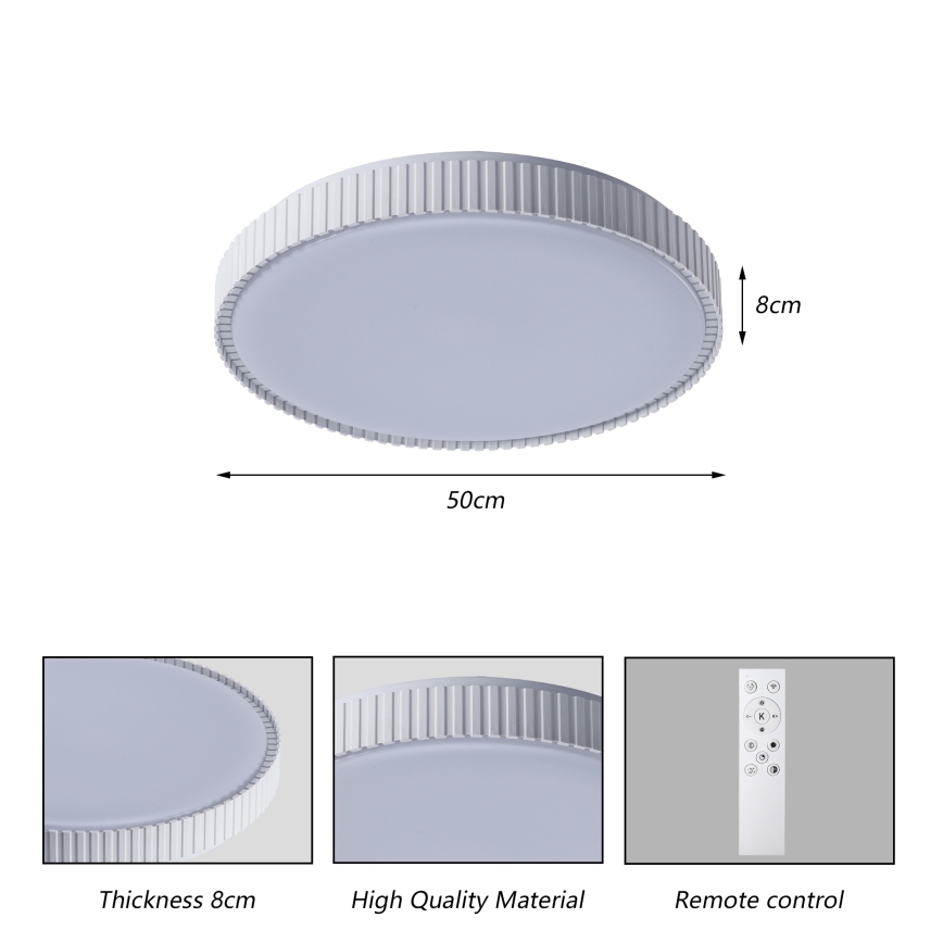Brilagi - Димируемо LED таванно осветително тяло CORVO LED/72W/230V 3000-6000K бяло Ø 50 см + дистанционно управление