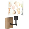 Brilagi - Детска настенна лампа BOBO WOOD 1xE27/25W/230V дъб/черно/бяло/животни