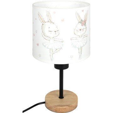 Brilagi - Детска настолна лампа BOBO WOOD 1xE27/25W/230V дъб/черен/бял/с мотив на зайчета