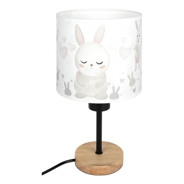 Brilagi - Детска настолна лампа BOBO WOOD 1xE27/25W/230V дъб/черен/бял/с мотив зайчета