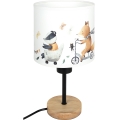 Brilagi - Детска настолна лампа BOBO WOOD 1xE27/25W/230V дъб/черен/бял/с животински мотиви