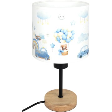 Brilagi - Детска настолна лампа BOBO WOOD 1xE27/25W/230V дъб/черен/бял/син/мечета