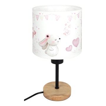 Brilagi - Детска настолна лампа BOBO WOOD 1xE27/25W/230V дъб/черен/крем/зайчета