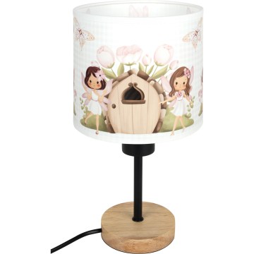 Brilagi - Детска настолна лампа BOBO WOOD 1xE27/25W/230V дъб/черна/бяла/розова/феи