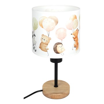 Brilagi - Детска настолна лампа BOBO WOOD 1xE27/25W/230V дъб/черна/бяла/с животни