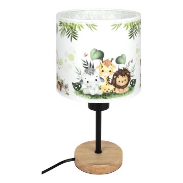 Brilagi - Детска настолна лампа BOBO WOOD 1xE27/25W/230V дъб/черна/бяла/зелена/джунгла