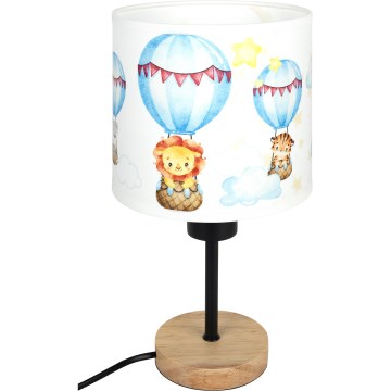 Brilagi - Детска настолна лампа BOBO WOOD 1xE27/25W/230V дъб/черна/бяла/животни