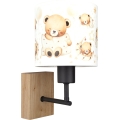 Brilagi - Детска стенна лампа BOBO WOOD 1xE27/25W/230V дъб/черен/бял/меченца