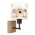 Brilagi - Детска стенна лампа BOBO WOOD 1xE27/25W/230V дъб/черен/бял/розов/феи