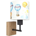 Brilagi - Детска стенна лампа BOBO WOOD 1xE27/25W/230V дъб/черен/бял/с животински мотиви
