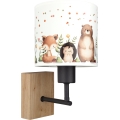Brilagi - Детска стенна лампа BOBO WOOD 1xE27/25W/230V дъб/черен/бял/с животни