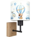 Brilagi - Детска стенна лампа BOBO WOOD 1xE27/25W/230V дъб/черен/бял/син/плюшени мечета