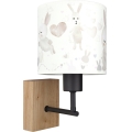 Brilagi - Детска стенна лампа BOBO WOOD 1xE27/25W/230V дъб/черен/бял/зайчета