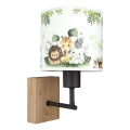 Brilagi - Детска стенна лампа BOBO WOOD 1xE27/25W/230V дъб/черен/бял/зелен/джунгла